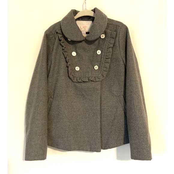 Janie & Jack Girls Coat Jacket 5 6 Gray Buttons Aline Pockets - Picture 1 of 11